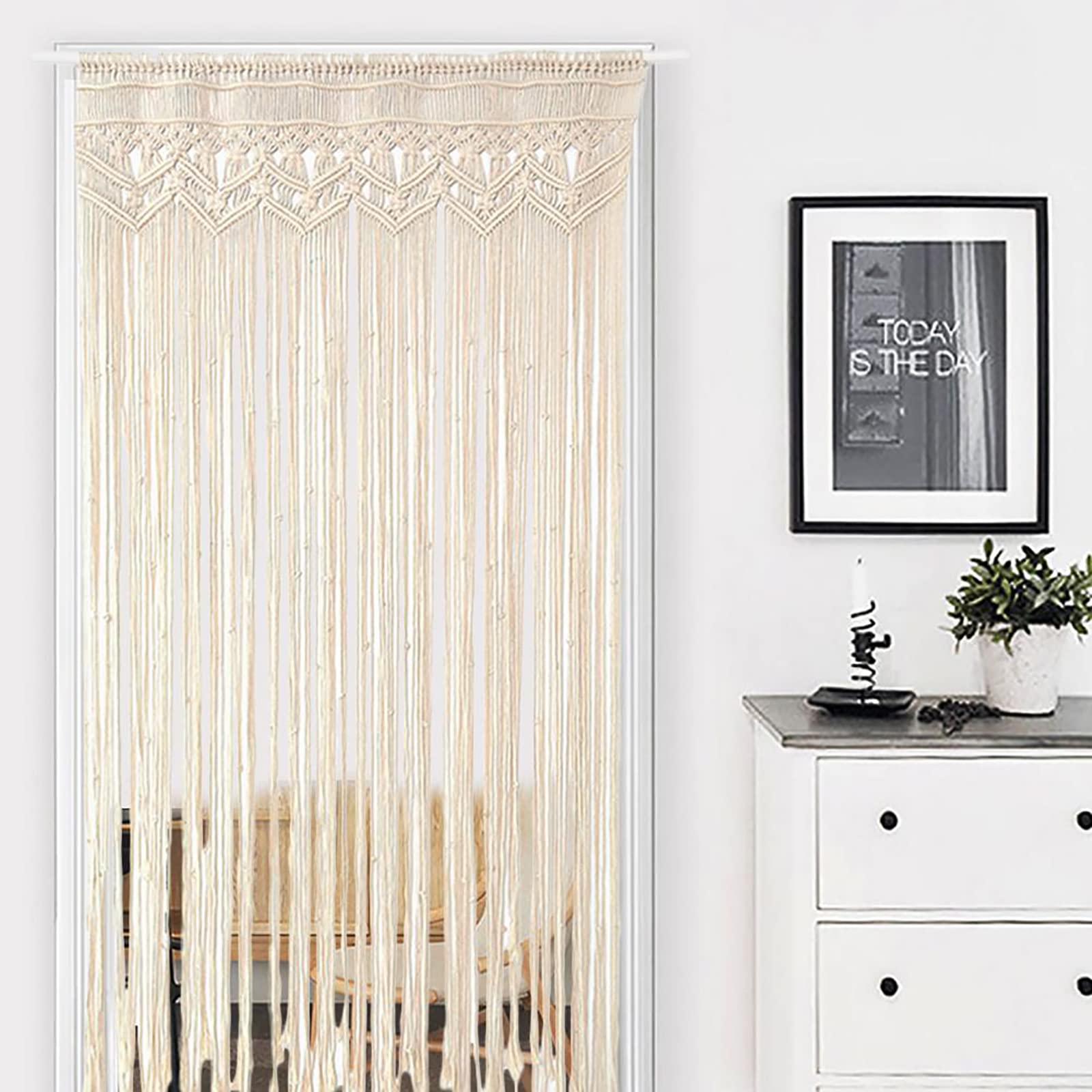 JIAHU Door Curtain, Macrame Wall Hanging for Room Divider, Blackout Hand Woven Bohemian Decor for Home, Bedroom, Living Room, Wedding Background