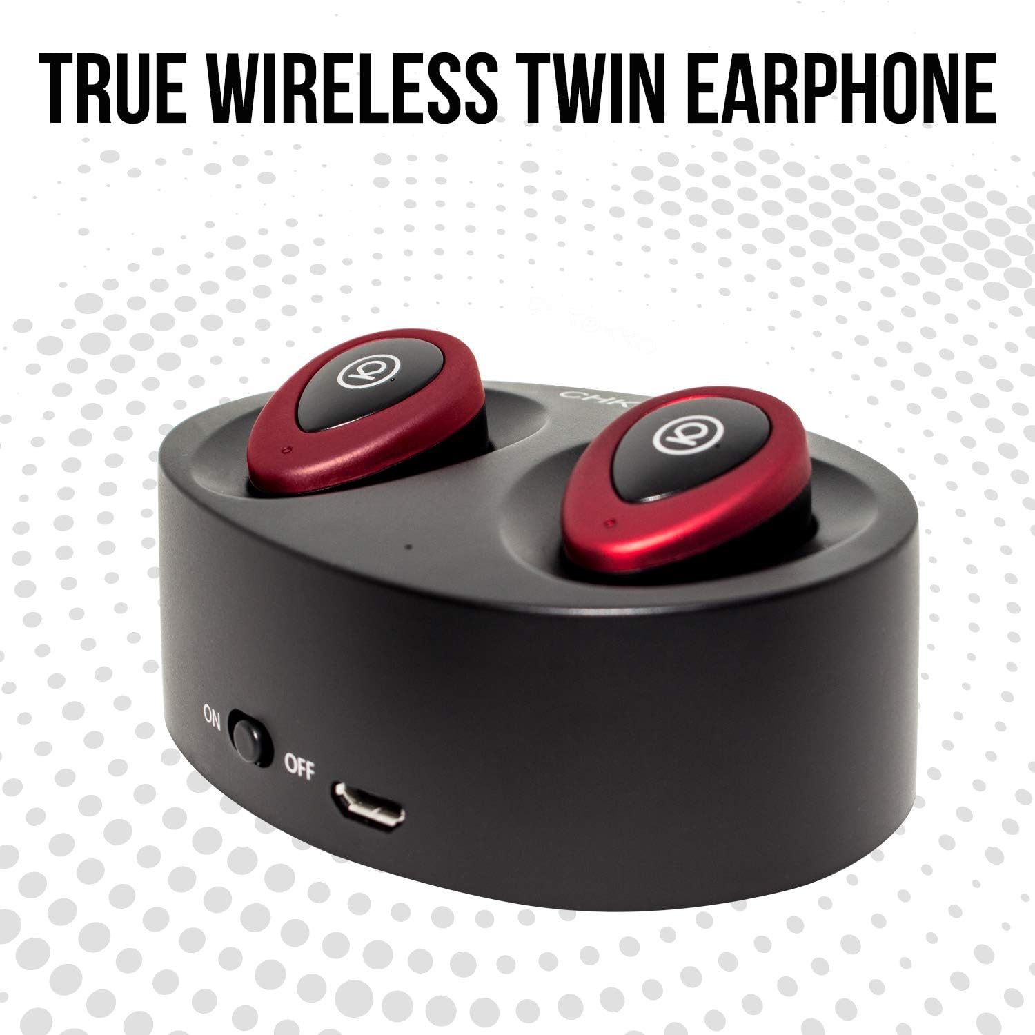 DI TUTTI Resonance True Wireless Twin Bluetooth Earphones with Mic and Charging Box (Red)