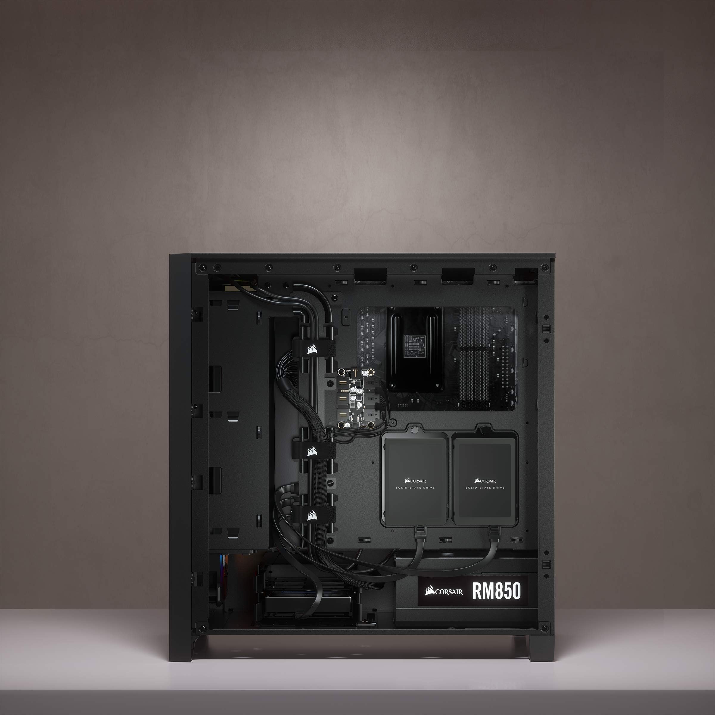 CORSAIR iCUE 4000X RGB Tempered Glass Mid-Tower ATX PC Case - 3X SP120 RGB Elite Fans - iCUE Lighting Node CORE Controller - High Airflow - Black