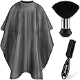 NICEMOVIC Hair Cutting Barber Cape for Men Women Kids with Neck Duster Brush and Barber Brush, Professional Barber Accessories Cleaning Supplies for Salon Haircut Styling (Black Stripe)