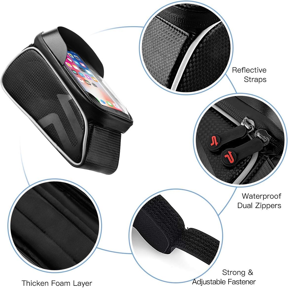 AGPTEK Bike Repair Tool Kits Bag, Bicycle Saddle Bag with Repair Tool Kits, Portable Tyre Tools Set Cycling Bag with Reflective Strip, TPU Touch Screen Cell Phone Supports Face ID : Sports & Outdoors