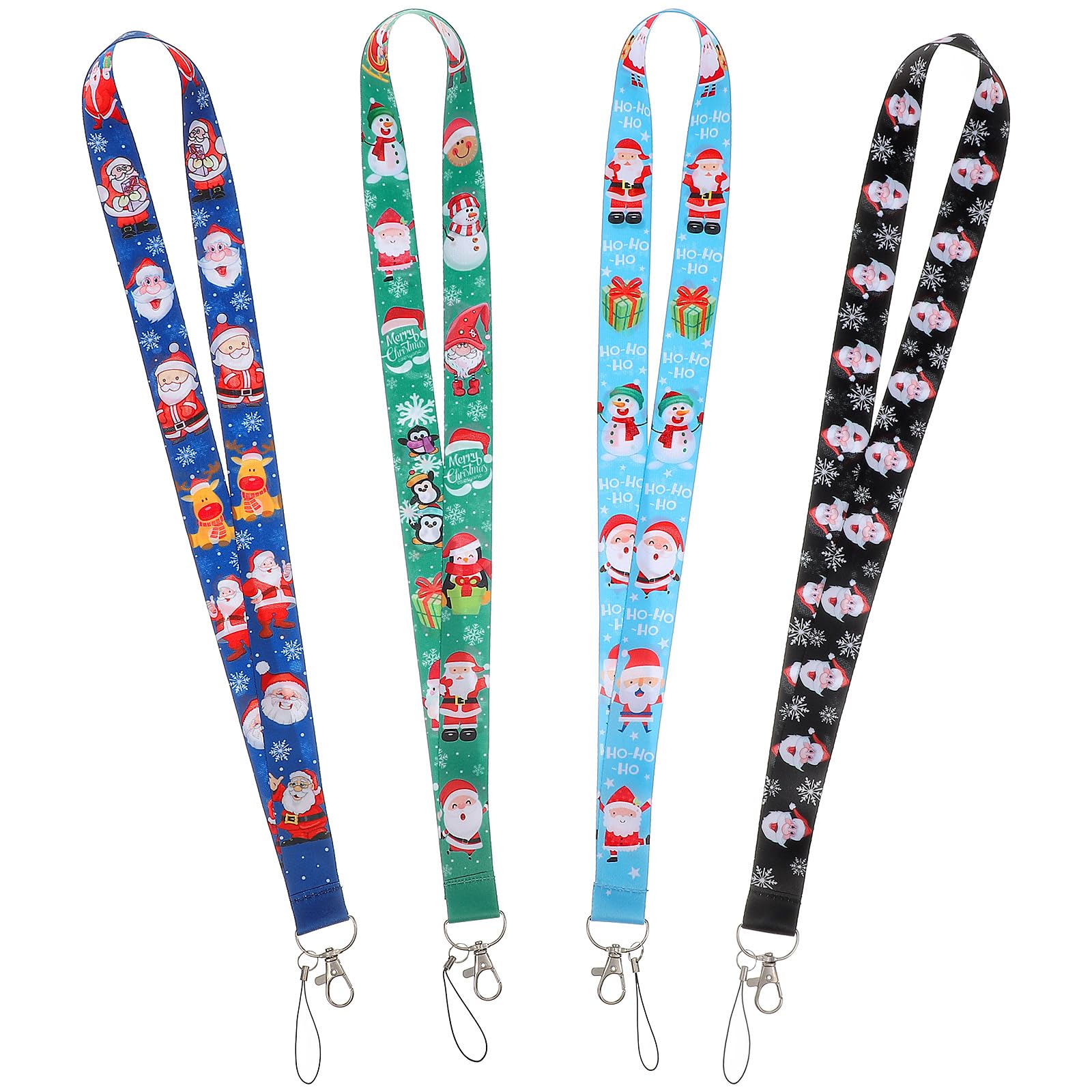 Tofficu 4pcs Christmas Id Lanyard Small Lanyard s Badge Holder Phone Camera Stand Student Id Holder Cell Phone Kickstand Badge Miss Wrist Polyester Merry Christmas