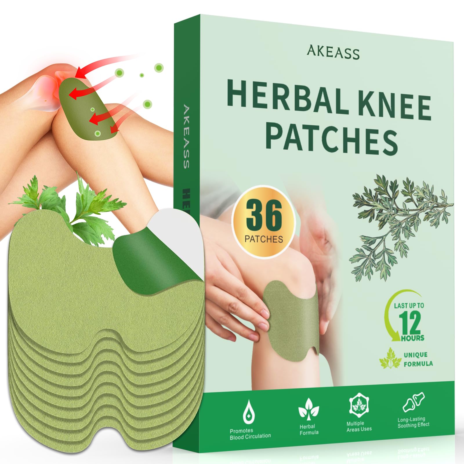 Photo 1 of 36Pcs Knee Patches - Adhesive Heat Patches for Knee Relief, Wormwood Extract Heat Patch for Long Lasting, Warming Herbal Heating Patches for Knee, Back, Neck, Shoulder, Joint