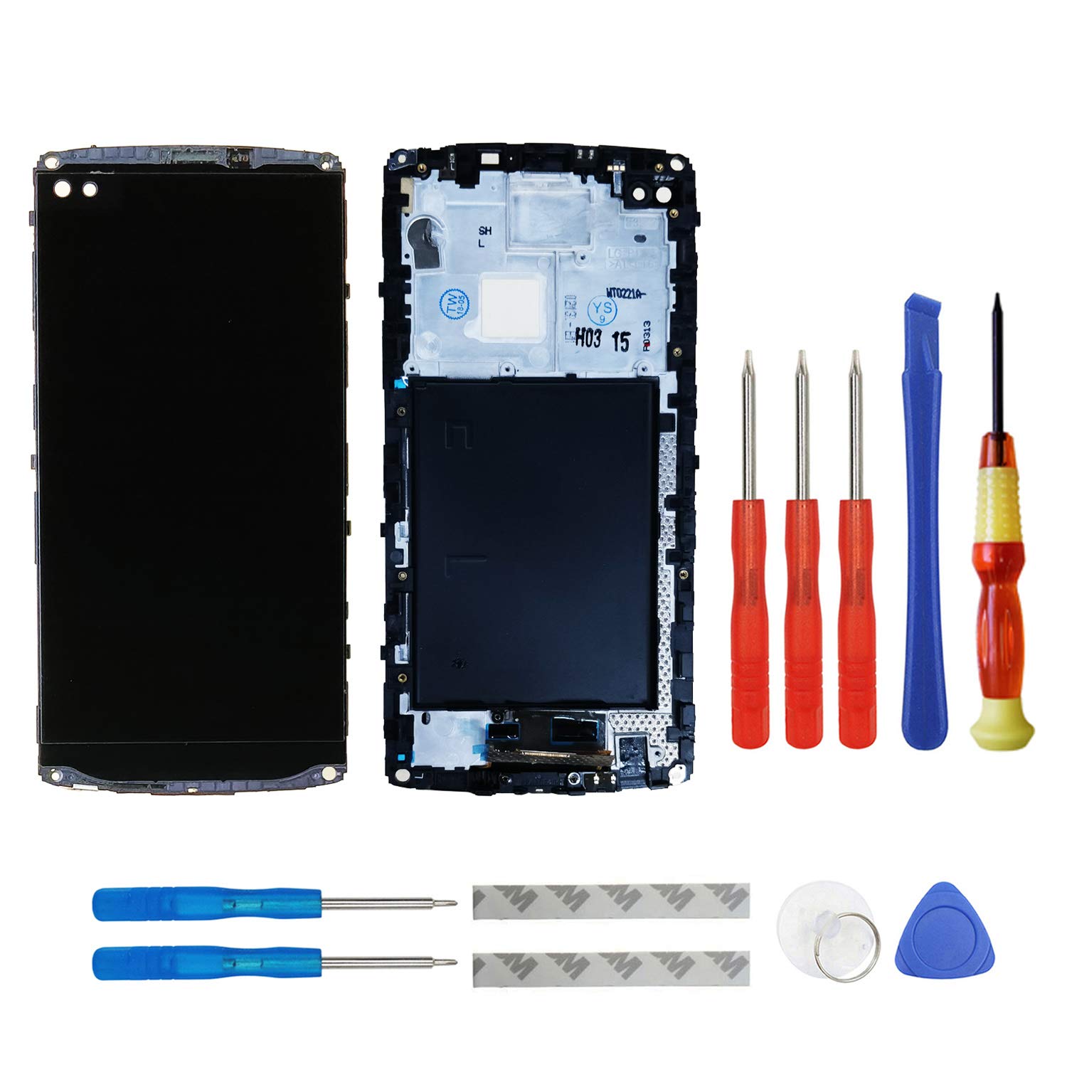 swark LCD Display for LG V10 H900 H901 VS990 LCD Touch Screen Digitizer Glass Assembly + Frame Replacement Black with Tools