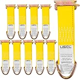 US Cargo Control E-Track Rope Tie-Offs, 2 Inch x 6.5 Inch Cargo Tie-Downs (10-Pack) with D Ring & Spring E Track Fitting for Securing Cargo, 1,467 Pounds Working Load Limit - Yellow