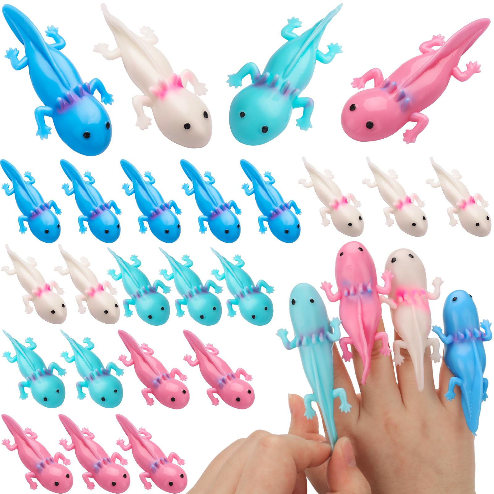 Photo 1 of 28Pack Axolotl Party Favors, 4 Colors Axolotl Rubber Toy, Axolotl Toy for Gifts Christmas, Halloween Finger Slingshot Novelty Toys, Axolotl Party Decorations for Novelty Toys and Amusements