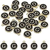 PATIKIL Letter Charm, 30 Pcs Capital Initial Alphabet g Letter Charm Double Sided Pendant Pendants for Bracelet DIY Jewelry Making Necklace, Black