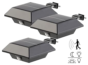Lunartec Dachrinnen Lampe: Solar-LED-Dachrinnenleuchte, 160 lm, 2 W, PIR-Sensor, schwarz, 3er-Set (Solar Dachrinnenbeleuchtun