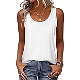Zeagoo Womens Tank Tops Flowy Loose Fit Scoop Neck Casual Summer Tops Curvy Hem