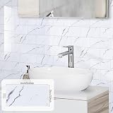 Hode Marble White Self Adhesive Tile Stickers 12 pcs 15x30 cm Glossy view 2