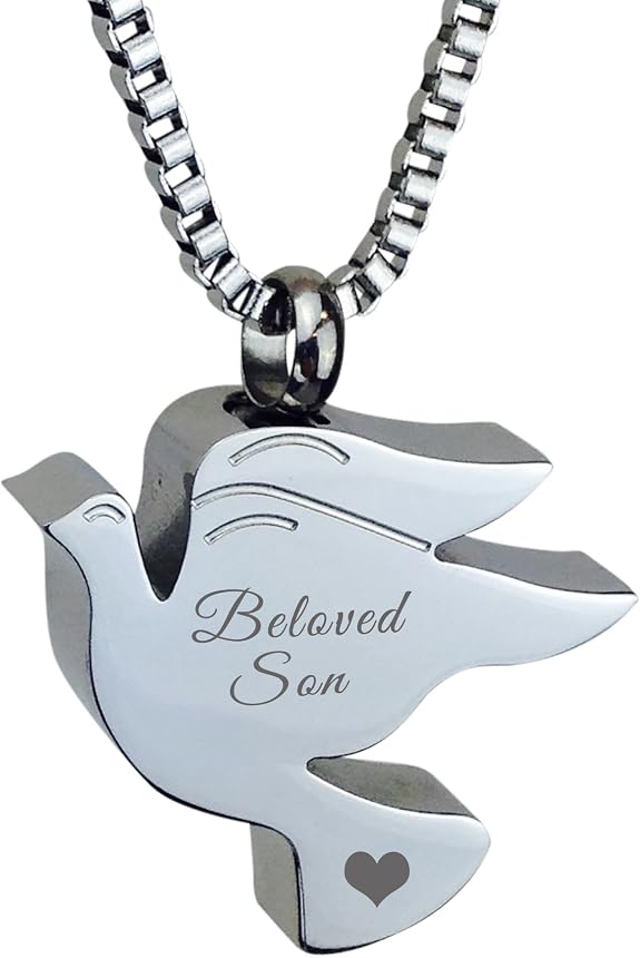 Beloved Son Dove Urn Pendant Memorial Ash Keepsake