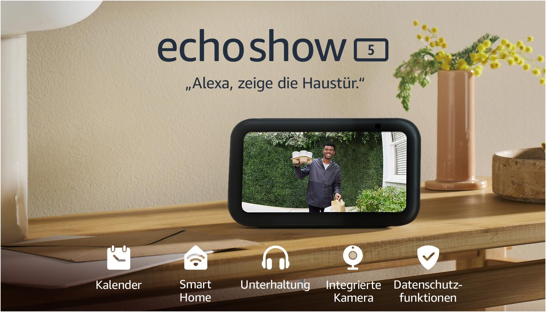 Echo Show 5 (Neueste Generation) | Kompakter smarter Touchscreen mit Alexa zum Steuern deines Smart Homes und mehr | Anthrazit