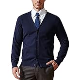Kallspin Men’s Pure Cotton Cardigan Sweater V-Neck Button Down Cardigan Lightweight Knitwear with Pockets