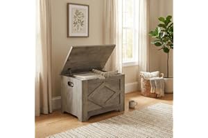 IDEALHOUSE Wooden Storage Chest with Safety Hinge, Modern Entryway Storage Bench & Toy Box for Kids Room, Living Room, Bedroo