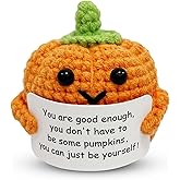 MHRYEZ Halloween Decoration Inspirational Gifts for Women Positive Crochet Pumpkin Funny Knitting Vegetables with Emotional Support Card, Cute Fall Decor, Easter Basket Stuffers