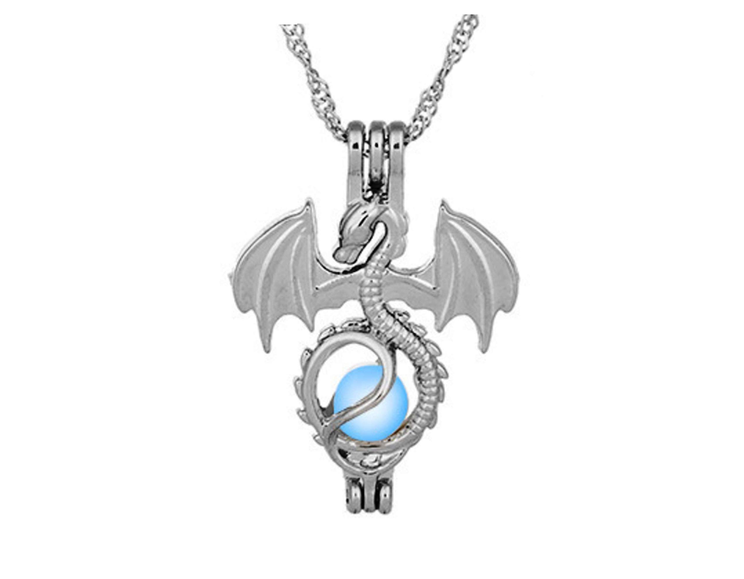 CrownOfRibbons Dragon Necklace, Glow in the Dark Pendant