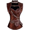 Charmian Women's Steampunk Spiral Steel Boned Vintage Retro Corset Tops Bustier