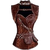 Charmian Women's Steampunk Spiral Steel Boned Vintage Retro Corset Tops Bustier