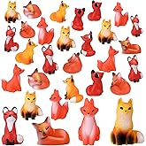 CroBlissful 40 Pcs Mini Resin Fox Figurines Bulk Miniature Foxes Figures Winter Woodland Animal Tabletop Tray Statue for Home Desktop Micro Landscape Decor Gift Woodland Animals Decoration