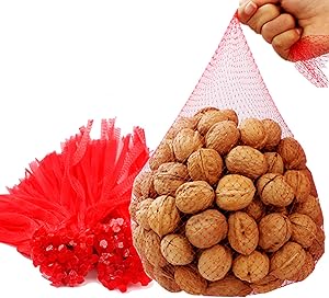 TEMUCY Plastic Mesh Produce Bags, 24 Inch Seafood Boil Bags for Crawfish Crab Shellfish Cooking (Red-100PCS)