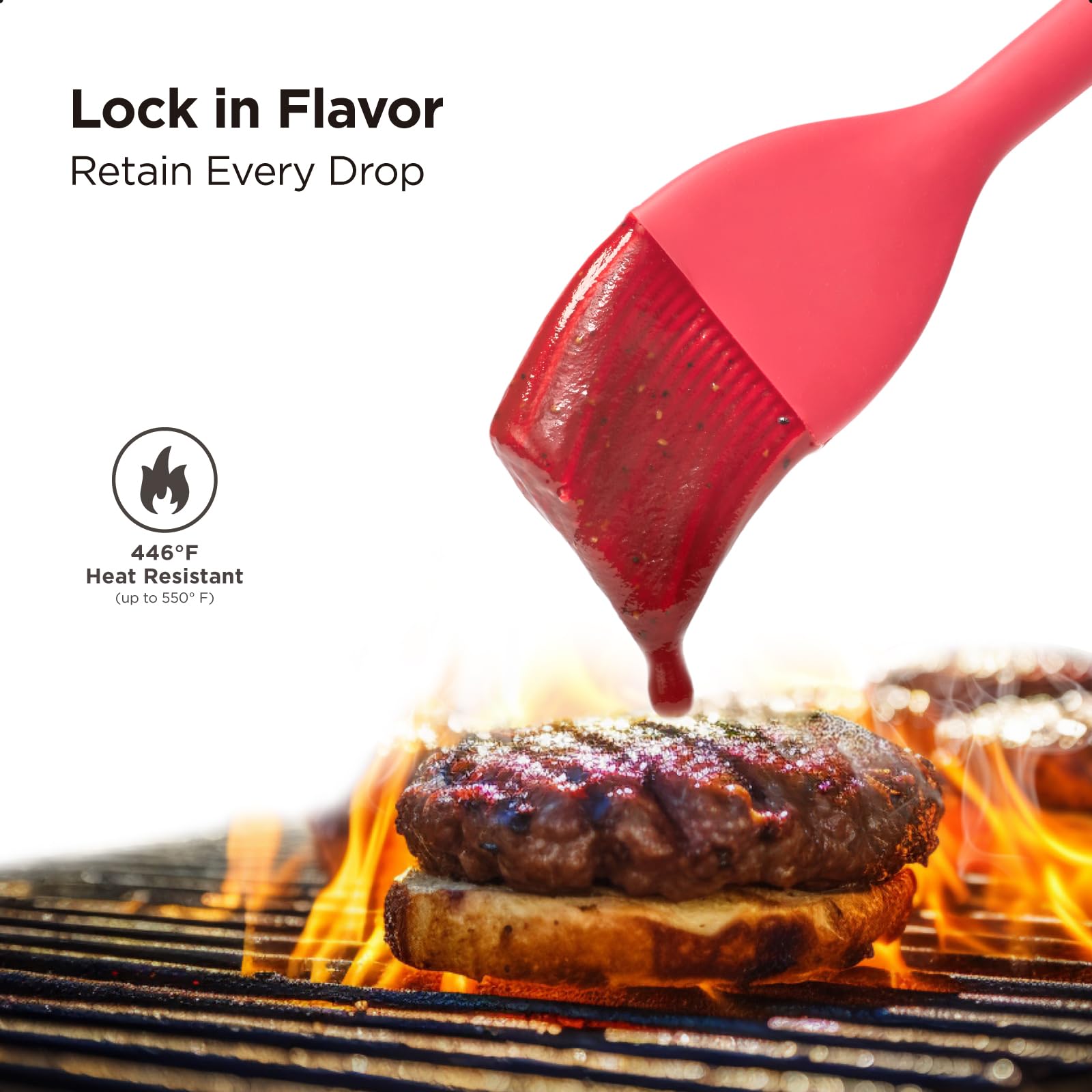 Kitchen Mama WaltzGrip Platinum Silicone Basting Pastry Brush: Set of 2 Heat-Resistant Brushes for Cooking, Baking, Grilling, and Spreading Oil or Butter - Dishwasher-Safe (Red)