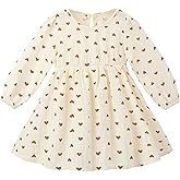 Beinou Toddler Fall Dress for Girls Long Sleeve Dress Baby Girls' Cotton Dresses Casual Spring Fall Outfits for Toddler