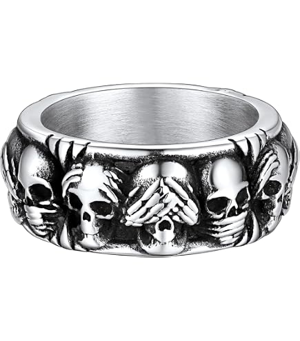 SAINTHERO Men's Vintage Stainless Steel Band Rings Gothic Devil