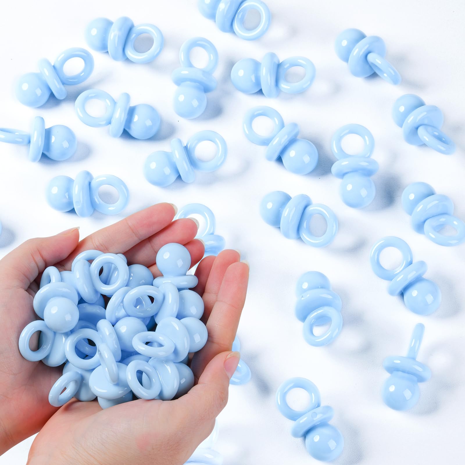 Photo 1 of 36 PCS Plastic Pacifiers for Baby Shower Game Boy, 1.75 Inch Cute Baby Shower Pacifiers for Decoration DIY, Gender Reveal Table Scatter, Pacifier Hunt Games, Party Favors(Blue)