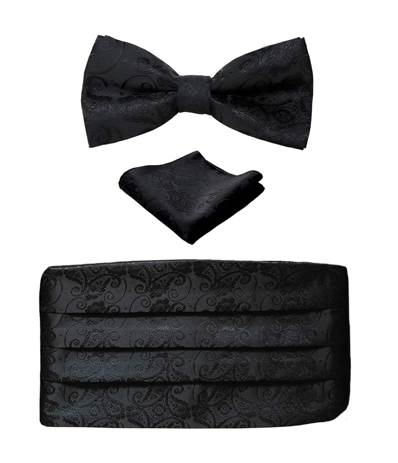 Buy Simpowe Mens Matching Paisley Pocket Square Bow Tie and Cummerbund