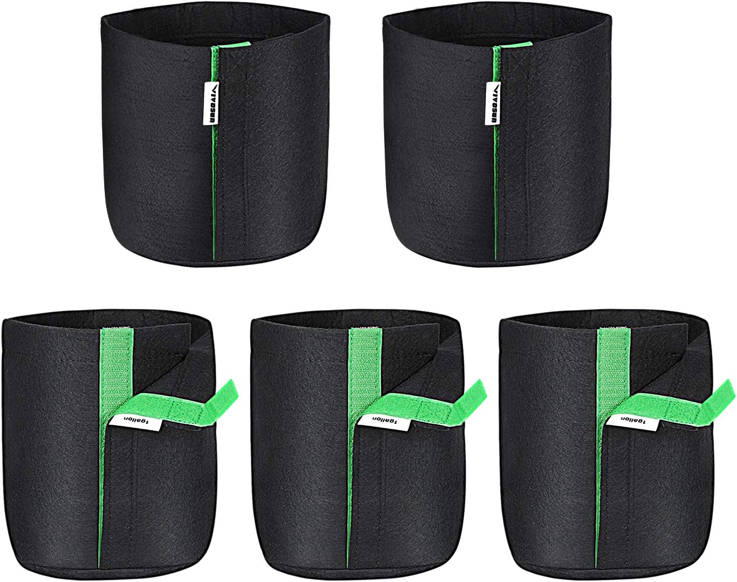 VIVOSUN 5-Pack 1 Gallon Grow Bags, Fabric Pots with Self-Adhesion Sides for Transplanting