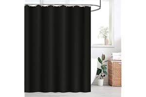 Keliniz Fabric Black Shower Curtain Liner 72x72 Inches Long,Washable Soft Cloth Bathroom Curtain with 12 Hooks, Decorative Lu