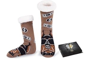 HERYEBING Mens Fuzzy Slipper Socks with Gift Box - Cozy Warm Non-Slip Funny Indoor Christmas Socks Gift for Men