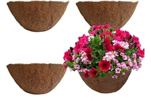 FDGARDEN 4PCS Coco Liner for Hanging Basket 14 Inch Round 100% Natural Planter Liner Replacement Plant Basket Liners Coco Fiber Liner for Garden Planters Coconut Coir Liner Flower Pot for Hanging Basket