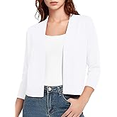 Urban CoCo Women's 3/4 Sleeve Short Cropped Cardigan Sweaters Lightweight Shrug Sweater Jacket for Dresses