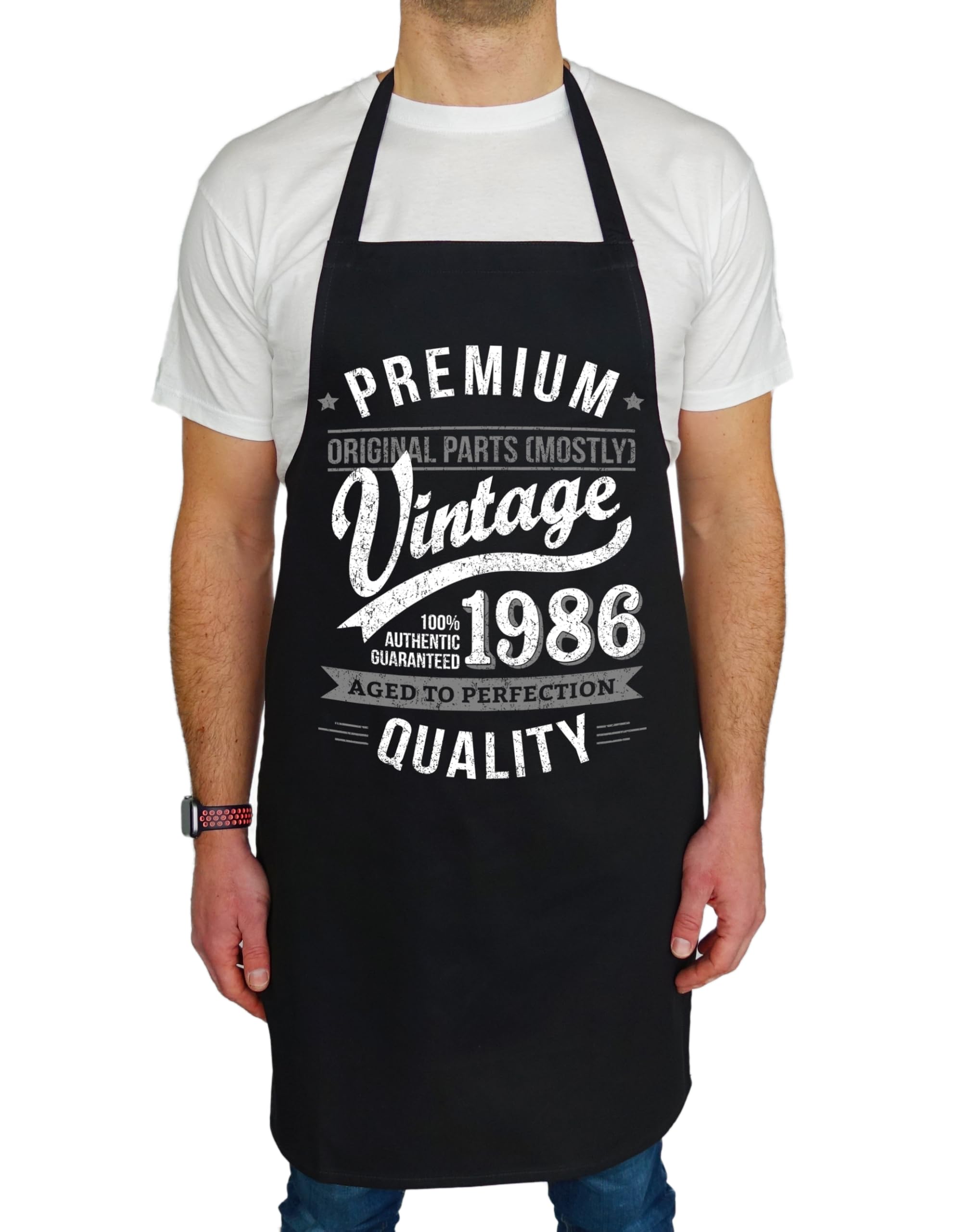 My Generation Gifts 1986 Premium Vintage Year - Aged To Perfection - 40th Birthday Gift | Present for Men Apron Black