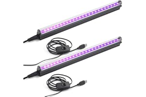GREENIC Led Black Light Bar, 10W 1ft USB UV Blacklight Tube, Glow in The Dark Party Supplies for Halloween Decorations, Room, Body Paint, Poster, Urine Detection, 2 Pack