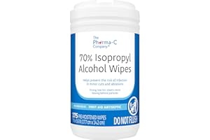 The Pharma-C Company 70% Isopropyl Alcohol Wipes [175ct Wipes] - Large Durable IPA Wipes. First-Aid Antiseptic Wound Cleaner with Moisture Lock Lid.