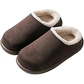 Drecage Big Kids Slippers Suede Sherpa Lined For Boys Girls, Warm Winter Indoor House Shoes Non Slip & Memory Foam Slip On Slippers