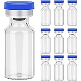 Sterile Empty Vials with Self Healing Injection Port,with Aluminum Plastic Cap,Sealed Empty Glass vials Vials (2ml 10pcs)