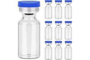 PLCEO Sterile Empty Vials with Self Healing Injection Port,with Aluminum Plastic Cap，Sealed Empty Glass vials Vials (2ml 10pcs)