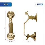 XFORT Polished Brass Doctor Door Knocker Scroll Design Front Door view 6