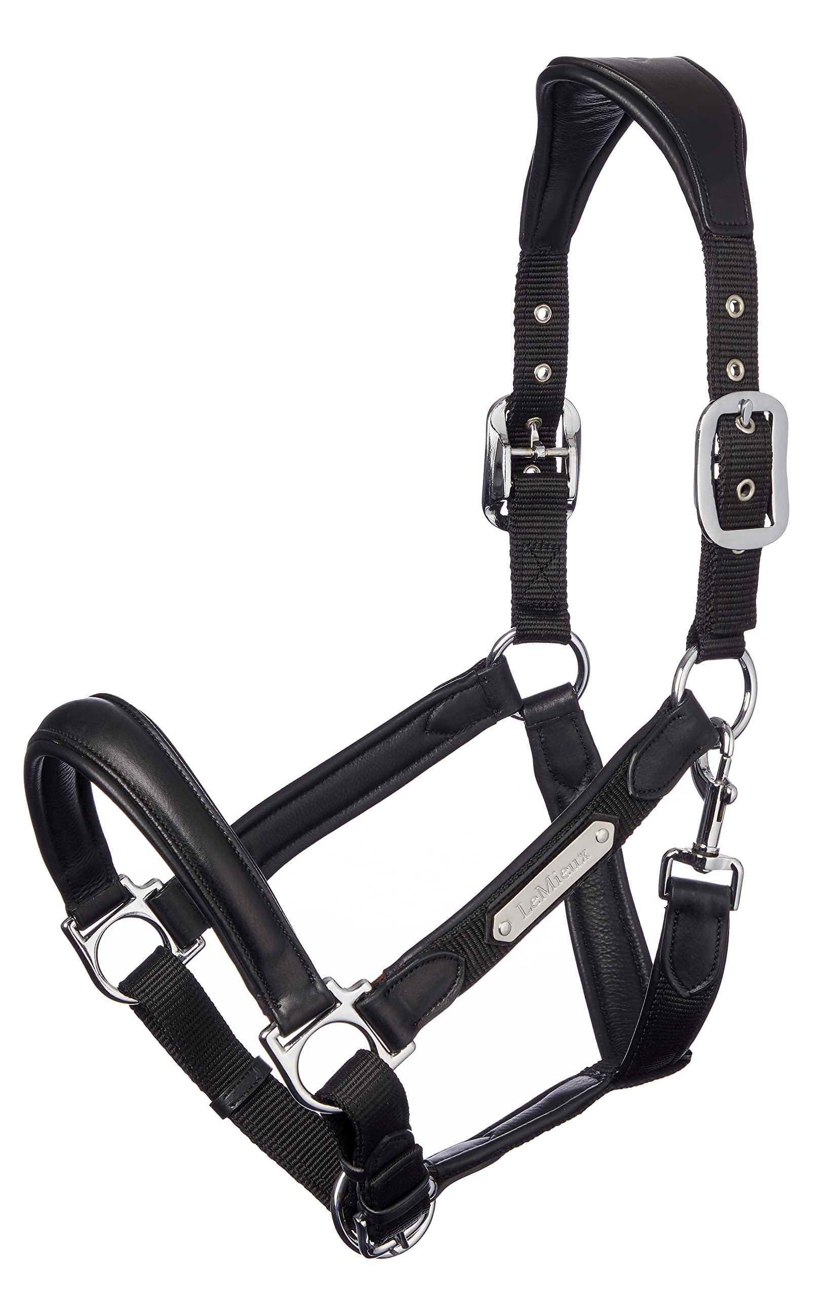 LeMieux Capella Headcollar for Horses - Black - Leather/Nylon - Pressure Relief & Soft Touch - Cob — image 1