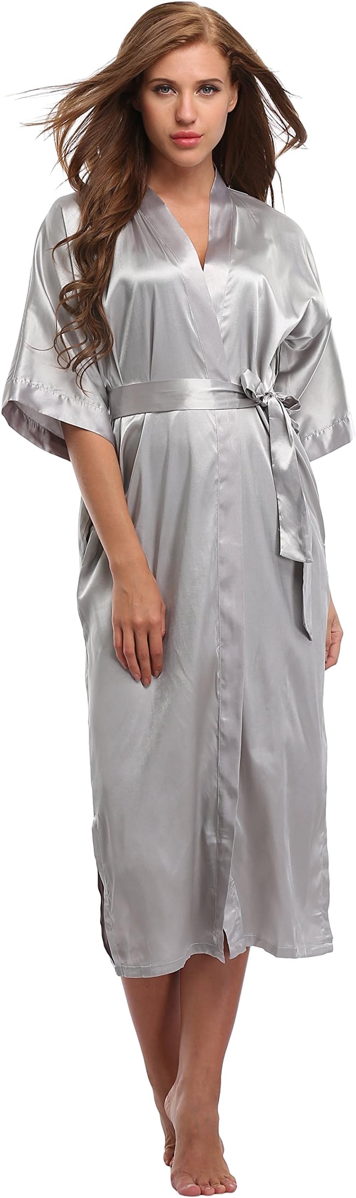 Kimono ArtWomen Long Satin Robes Bridesmaid Wedding Bridal Party Robes Silky Kimono Bathrobes Summer Loungewear