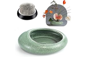 ELIFINDS Flower Frog Vase Kit, Ikebana Flower Arrangement Ceramic Water Drop Flower Pot Flower Frog Flower Arrangement Vase Kit (Green Small Size)