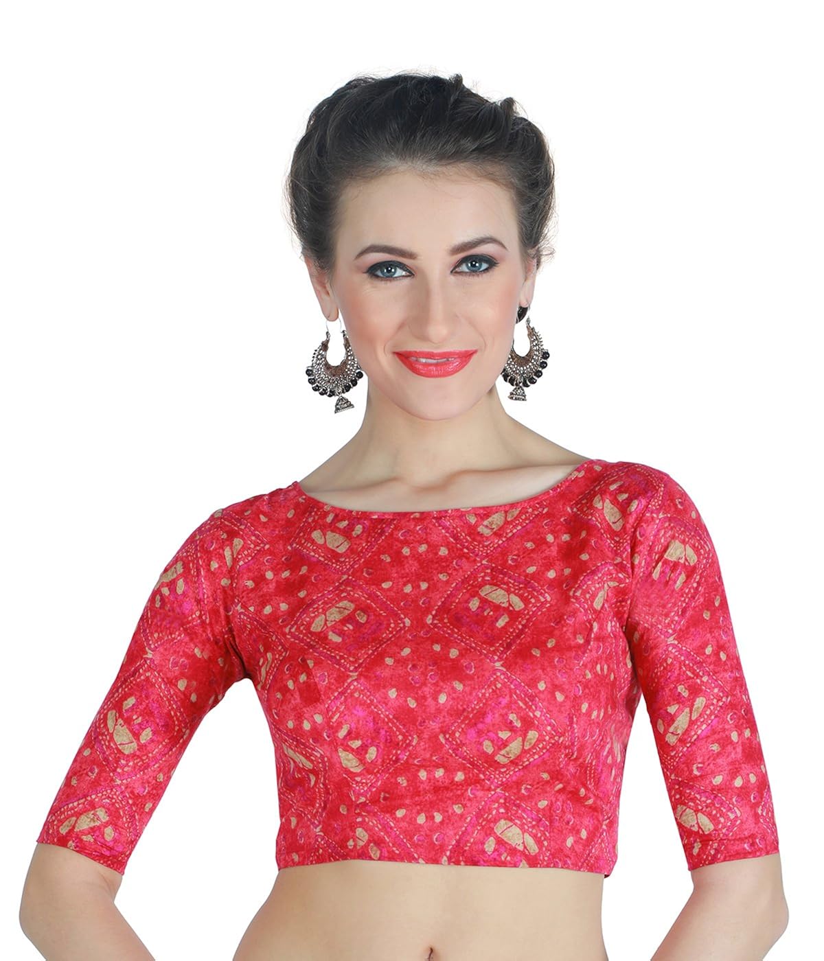 studio shringaar women's cotton abstract print saree blouse.
