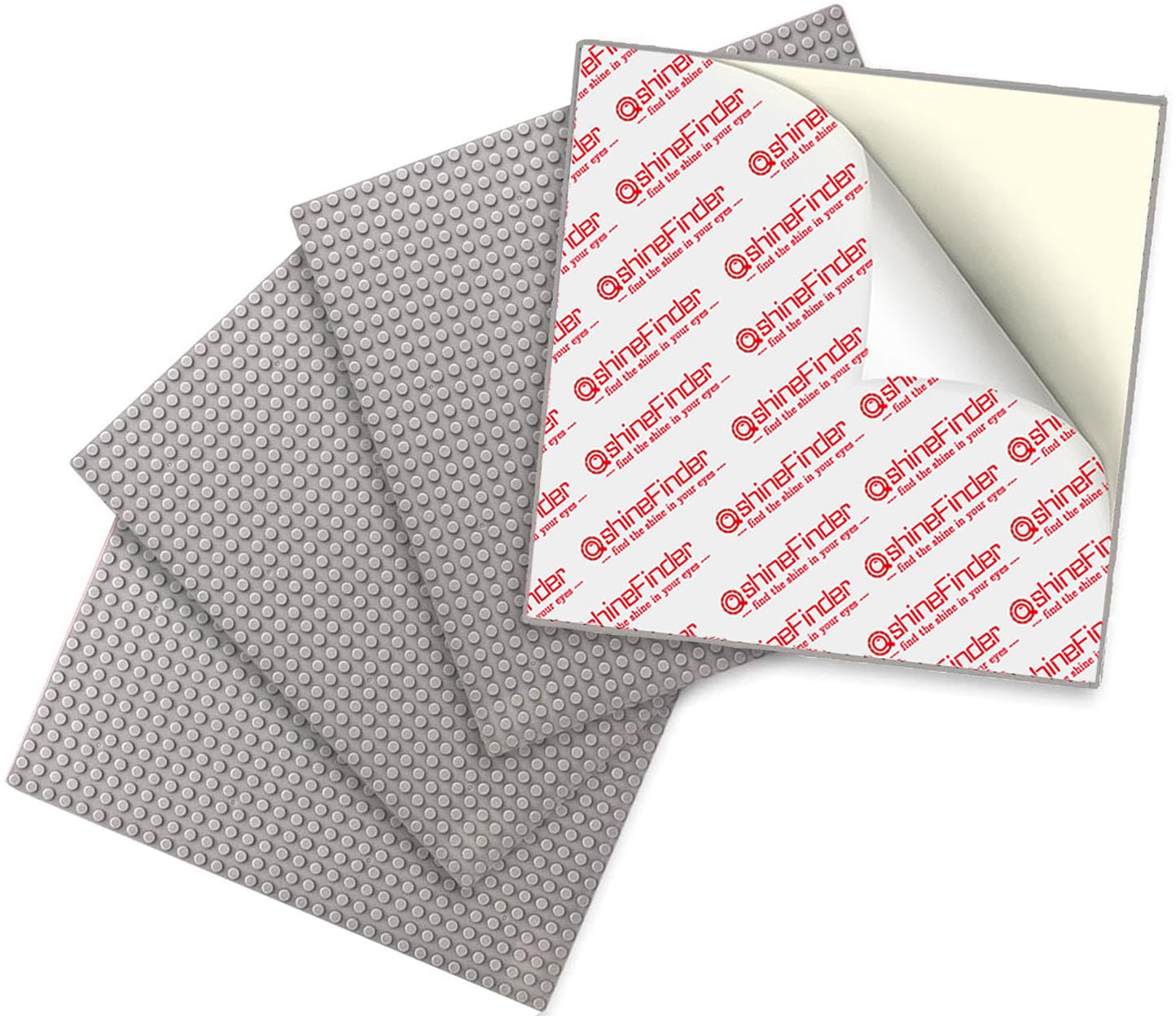 shineFinder 4 Plate Set Building Plate Compatible with Lego Building Blocks, 10"x10", Base Plate for Peel and Stick for Table Top, Wall, Storage Box (4 Pieces, Grey) — image 1