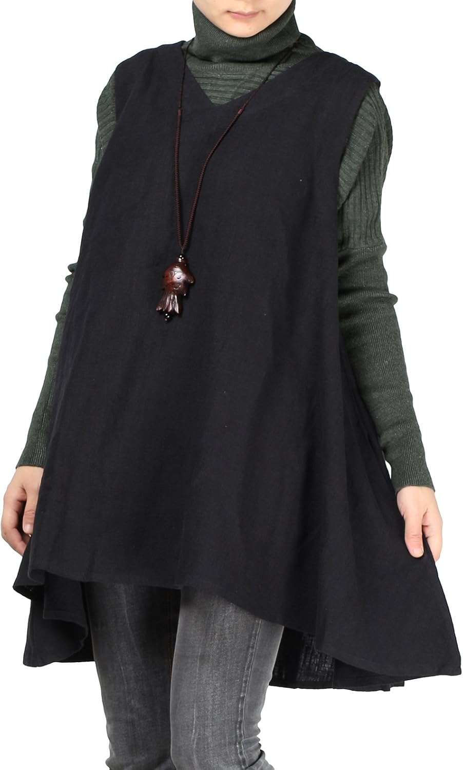 Vogstyle Women's Cotton Linen Plus Size Waistcoat Sleeveless Tops