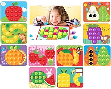 GoAppuGo Plastic Activity Toys with 10 Fruits with 50 Jumbo Buttons (Multicolour)