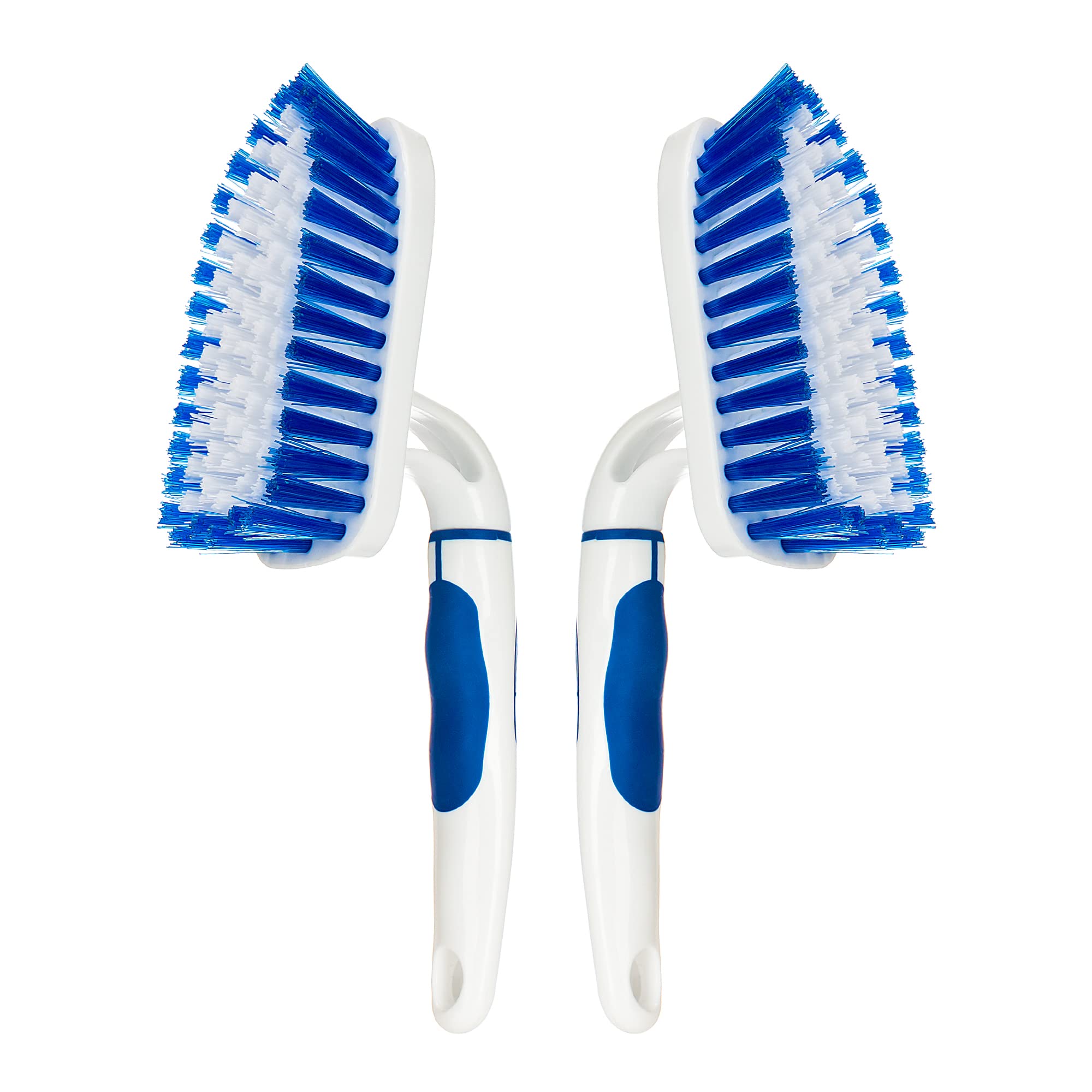 Photo 1 of 2-Pack Scrub Brush for Cleaning with Long Handle,Medium Firm Brush Bathroom Cleaning Supplies and Bathtub Cleaner and Shower Cleaning Brush,Multi-Scene Use for Kitchen or Carpet Brush,White&Blue