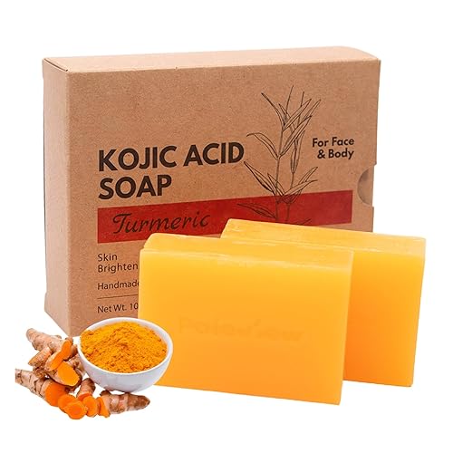 Turmeric Soap Bar for Body & Face - Natural Kojic Acid, Collagen, Vitamin C, Dark Spot Remover for Even Skin Tone, Acne, Dark Spots, Smooth Skin (100g*2)